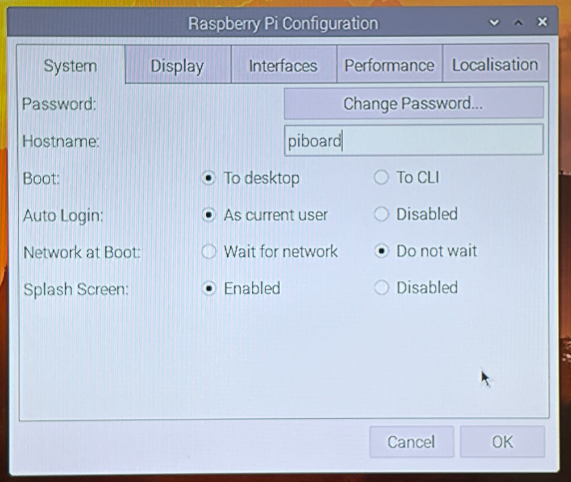 Raspberry Pi system configuration